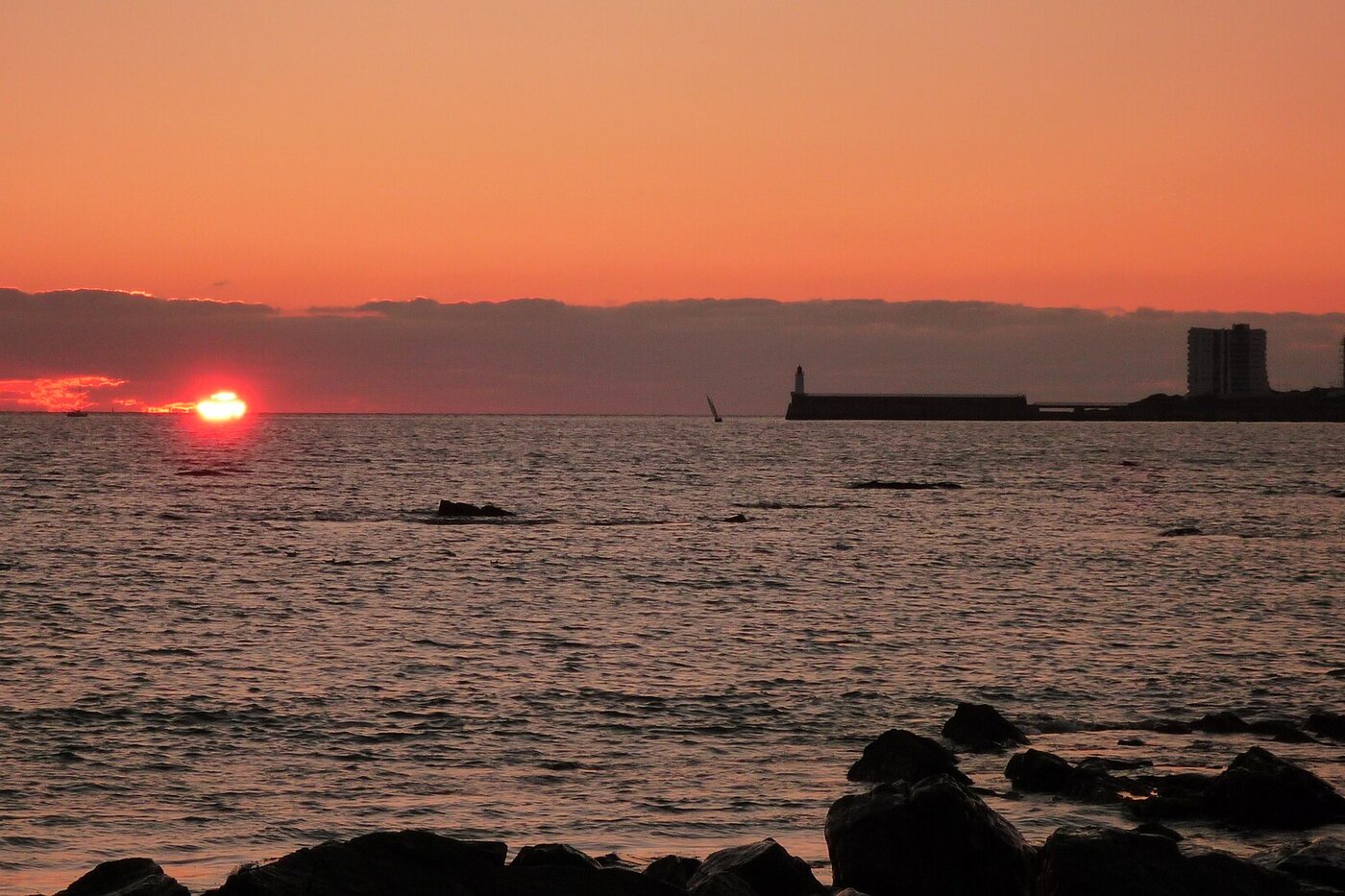 Coucher de soleil sur la côte vendéenne, près de La Roche-sur-Yon